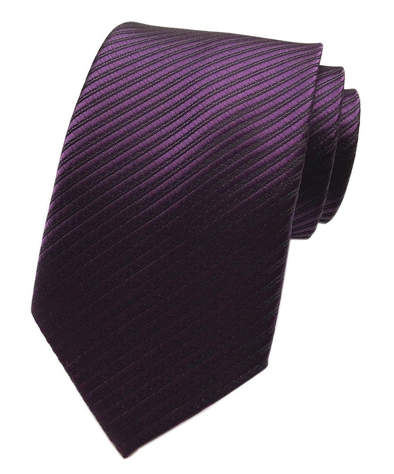 Elfeves Mens Dark Purple Woven Tie HANDMADE Luxury Suit Necktie Birthday Present - Image 1